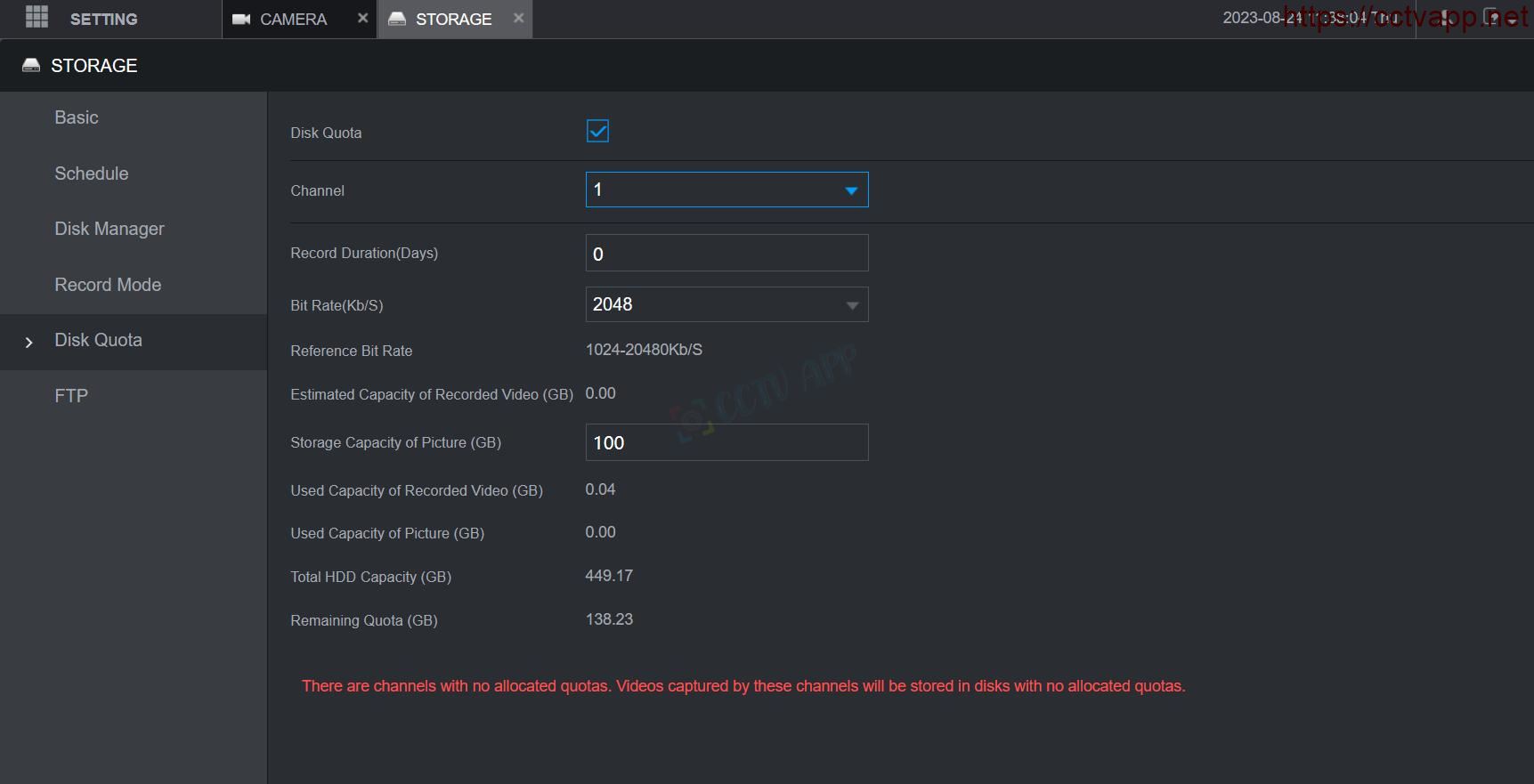 [Video] Setting Camera storage limits on Dahua recorder (Disk Quota