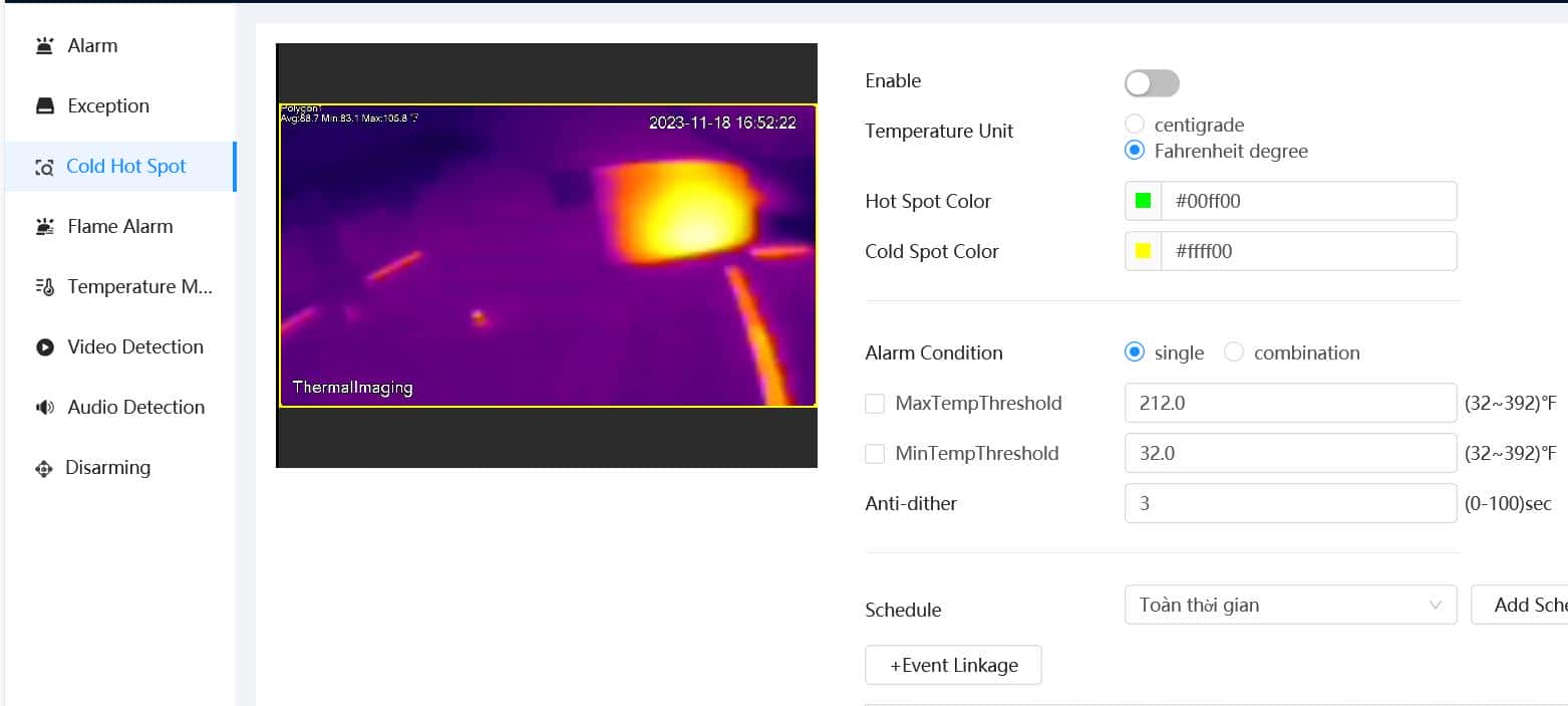 Set temperature alarm when exceeding threshold on HYFT431LDP Application System