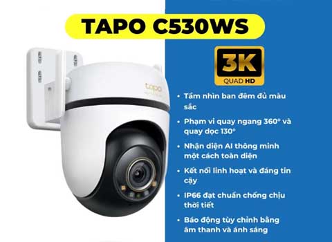 Camera WiFi TP-Link Tapo C530WS - C520WS - C510W, Xoay 360 - Camera Ngoài Trời