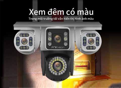Camera YOOSEE Ngoài Trời 4 mắt (Xoay Được 3 Mắt) 3 Màn Hình Độ Phân Giải 18MP